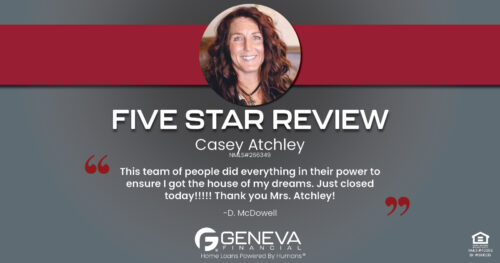 5 Star Review for Casey Atchley, Licensed Mortgage Loan Officer with Geneva Financial, Palestine, TX – Home Loans Powered by Humans®.