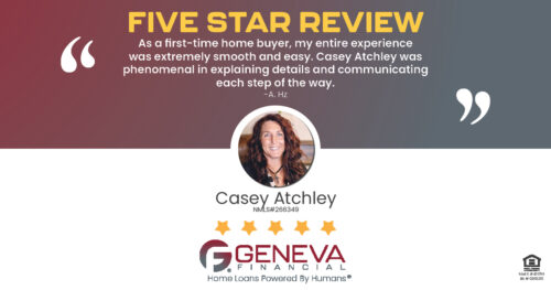 5 Star Review for Casey Atchley, Licensed Mortgage Loan Officer with Geneva Financial, Palestine, TX – Home Loans Powered by Humans®.