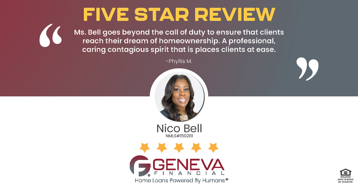 5 Star Review for Nico Bell, Licensed Mortgage Loan Officer with Geneva Financial, Sugarland, TX – Home Loans Powered by Humans®.