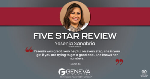 5 Star Review for Yesenia Sanabria, Licensed Mortgage Loan Officer with Geneva Financial, Arkansas – Home Loans Powered by Humans®.