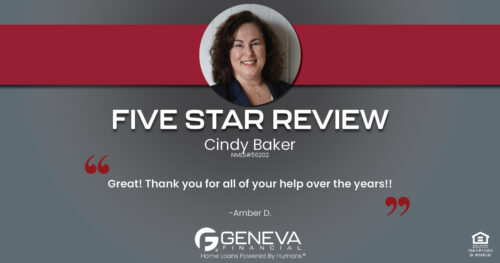 5 Star Review for Cindy Baker, Licensed Mortgage Loan Officer with Geneva Financial, Rising Sun, Indiana – Home Loans Powered by Humans®.