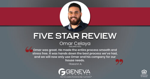 5 Star Review for Omar Celaya, Licensed Mortgage Loan Officer with Geneva Financial, Yuma, AZ – Home Loans Powered by Humans®.