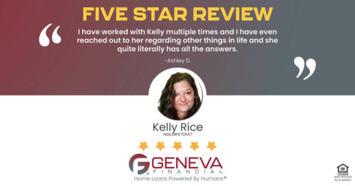 5 Star Review for Kelly Rice, Licensed Branch Manager with Geneva Financial, Manteno, IL – Home Loans Powered by Humans®.