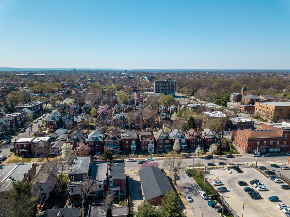 Aerial view of South Saint Louis, Compton Heights and Tower Grove South neighborhoods