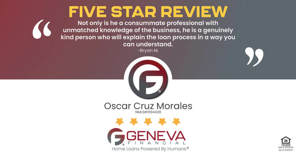 Review for Oscar Cruz Morales, Licensed Mortgage Loan Officer with Geneva Financial, Glendale, AZ – Home Loans Powered by Humans®.