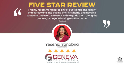 Sparkling Review for Loan Officer Yesenia Sanabria with Geneva Financial Home Loans, Arkansas – Home Loans Powered by Humans®.