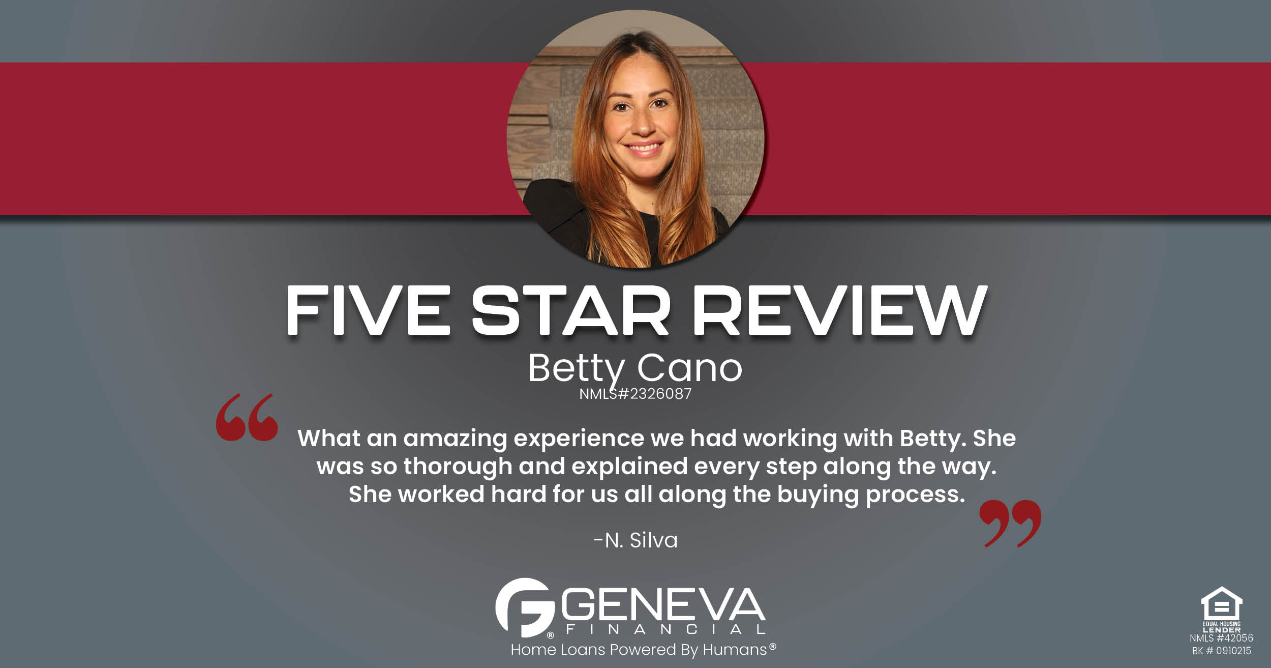 Review for Betty Cano: "What an amazing experience we had working with Betty. She was so thorough and explained every step along the way."